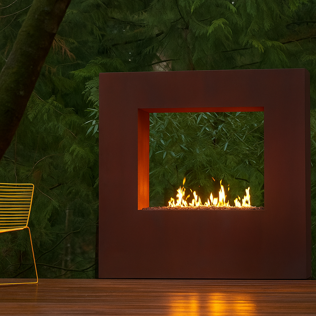 Corvus Atelier Corten Frame Outdoor Fireplace